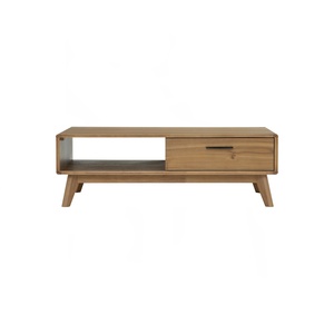 Executive 120cm Light Tennessee Walnut Coffee <b>Table</b> with Solid Wood Legs and Dual Storage Drawers for <b>Mid</b>-<b>Century</b> Modern Luxury - Product Image 3