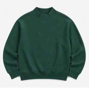 Custom Logo Plain Dark Green Mock Neck Sweatshirt Men Fleece Long Sleeve Pullover Casual Loose <b>Fit</b> High Neck Winter <b>Jumper</b> - Product Image 1