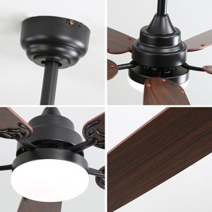 Ventilatore da Soffitto LED Classico da 52 Pollici con Luce Dimmerabile, 6 Velocità, 5 Pale, Telecomando, Motore DC per Uso Interno - Product Image 3