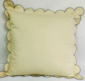 Embroidered Cotton Cushion Cover with Scalloped <b>Edge</b> Pillow Cover On Sale Price By Manufacturer - Product Image 2