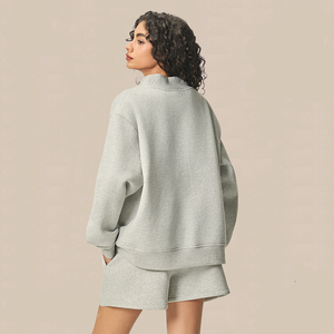 Sudadera de cuello alto para mujer, de algodón suave, estilo streetwear, con logotipo personalizado, bordada, de forro polar, estilo oversized. - Product Image 4
