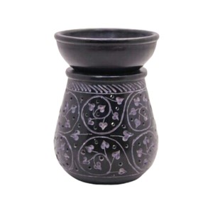Square Shaped Pure Natural Soapstone Aroma Oil <b>Burner</b> Black Shinning Aroma Oil Diffuser For Gifts Purpose - Product Image 2