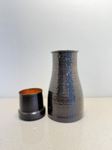 Premium Midnight Black Hammered Pure Copper Bedside Carafe Jar 950ml Handcrafted Dimpled Pot Luxury Wellness Metal Drinkware Set - Product Image 6