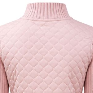 Pink AKA Quilted Sweater <b>Jacket</b> Women Zip Up Knit Outerwear Casual Fashion Cardigan Warm Layered Top Stylish Apparel - Product Image 5