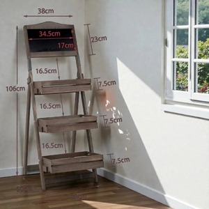Wooden Ladder Shelf For Fruits <b>Vegetables</b> Grocery Kitchen Storage Rack Countertop Organizer Home Decor <b>Stand</b> From India - Product Image 4