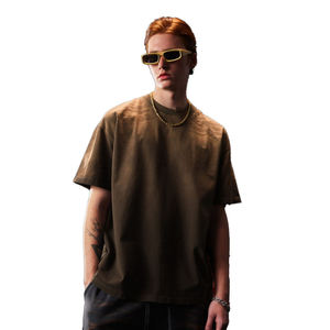 High End Customized Shoulder <b>Drop</b> Oversized Retro Heavyweight Cotton T-shirt, <b>Acid</b> Washed Sun Faded T-shirt, Unisex - Product Image 2