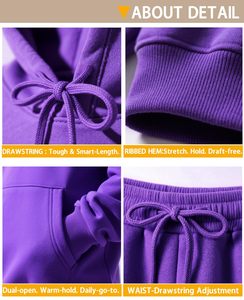 <b>Men's</b> <b>Orange</b> Hooded Fleece <b>Sweatshirt</b> Set Regular Fit Solid Color Casual Joggers with Pocket Breathable Cotton Wear - Product Image 4