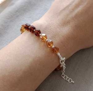 Natural Hessonite <b>Bracelet</b> AAA Faceted Tumble Beads Handmade Gemstone <b>Bracelet</b> - Product Image 2