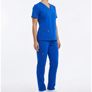 Uniformes Médicos de Hospital con Bolsillo en el Pecho, Spandex Bidireccional, Uniformes de Salón, Conjunto de Enfermera, Bordado Personalizable, Uniformes de Enfermería para Mujer - Product Image 1