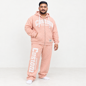 Buchstaben-Applikation Fleece-Trainingsanzug Unisex Jacke mit Reißverschluss Weite Hose Maßgeschneiderte Streetwear Winter Passendes Sweat-Set OEM - Product Image 3