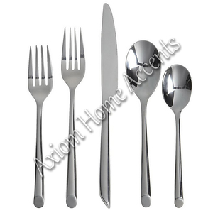 Handmade Stainless Steel Cutlery Set of 5 Pcs with Brass Handle Silver Color <b>Moroccan</b> Coastal Design by Axiom Home Accents - Product Image 3