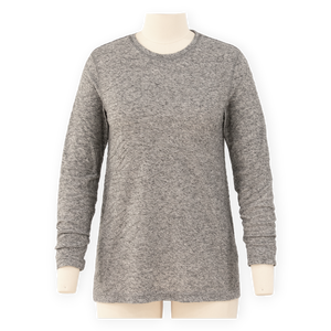 Camiseta de Manga Larga Gris Premium para Mujer – Tejido Jacquard, Estilo Casual Moderno |   Logotipo Personalizado, Fabricante de Camboya - Product Image 1