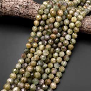 Chaîne de perles rondes en tsavorite verte naturelle facettée rare pour la fabrication de bijoux DIY en gros - Product Image 3