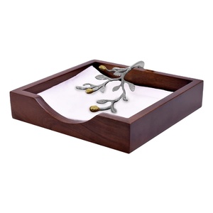 Caja de pañuelos de madera y aluminio con servilletero de forma cuadrada de la mejor calidad para accesorios de mesa - Product Image 5