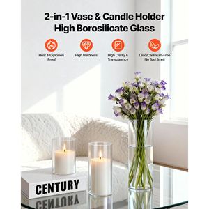Juego de 36 Portavelas Cilíndricos Transparentes, Floreros Altos de Vidrio para Centros de Mesa en Bodas y Eventos - Product Image 3