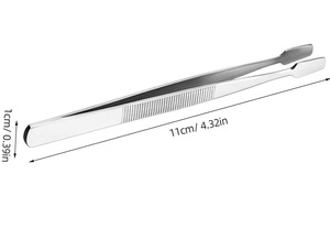 Pince à épiler en acier inoxydable durable, pointe plate, pince à épiler de précision professionnelle pour la philatélie, l'artisanat, les bijoux et les petits objets - Product Image 3