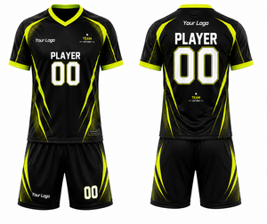 Ensemble de maillots et shorts de football personnalisés pour hommes, sublimés, respirants, anti-transpiration, uniforme de football unisexe pour adultes, été, 100% polyester - Product Image 3