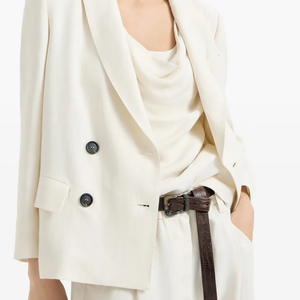 Blazer pour femme le plus tendance, vente en gros OEM, col cranté, double boutonnage, manches longues, haute couture, pour le bureau - Product Image 5