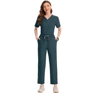 Medical scrub suit uniform <b>set</b> designed with breathable fabric top and pants for clinic hospital and healthcare environments - Product Image 1