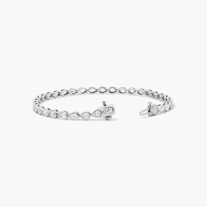 Bezel Tennis <b>Bracelet</b> With Pear Cut Lab-Grown Diamonds In Yellow Gold - Product Image 6