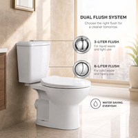 WC moderne deux pièces à double chasse 3/6L, à poser au sol, design élégant en céramique blanche, siphon en S, fermeture douce, pour hôtels et écoles