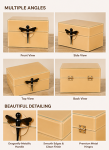 Luxury Yellow Color Mirror <b>Glass</b> Decorative Storage Box Key <b>Knob</b> Premium Jewelry Vanity Organizer Boxes Home Decor Lacquer - Product Image 2