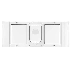 ประตูหน้าต่างสำหรับแมวแบบปรับได้ โครงอะลูมิเนียม กระจกใสพิเศษ พร้อมระบบล็อค 4 รูปแบบ รองรับหน้าต่างขนาดกว้าง 35"-40" - Product Image 1