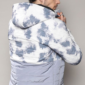 Blouson matelassé tie-dye pour homme, col montant, fermeture éclair, coupe-vent, style décontracté, coupe régulière, pour l'automne - Product Image 5
