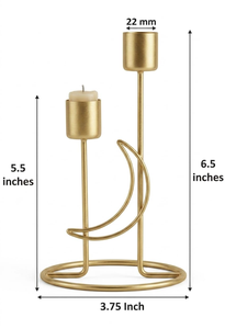 Elegant Iron Double Candle Holder Set of 2 <b>Gold</b> Metal Decorative Stand for Wedding Centerpiece and Home Decor - Product Image 2
