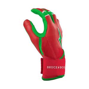 Bruce <b>Bolt</b> Red Leather Batting Gloves Padded <b>Hook</b> And Loop Closure Unisex Adult Training Baseball Batting Gloves - Product Image 3