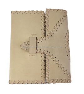 Papel de algodón reciclado hecho a mano con puntadas a mano, diario de cuero, aspecto gitano, Color crema, venta al por mayor - Product Image 1