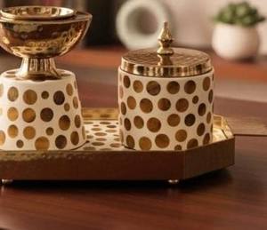 Juego de quemador de incienso de lujo de madera y metal con recipiente de almacenamiento para incienso aromático, set de regalo árabe de Oud para decoración de Oriente Medio - Product Image 4