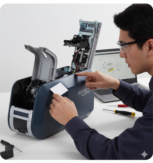IDP Solid 510L PVC ID Card NFC Dual-Side Printer Lamination Heavy-Duty Machine 300/600/1200DPI 280 Cards/Hour 2-Year Warranty