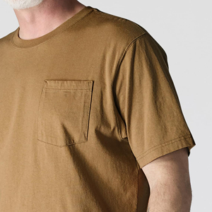 <b>Men's</b> <b>Khaki</b> Solid Color Short Sleeve O-Neck <b>T</b>-<b>Shirt</b> Regular Fit Casual Knitted Fabric 100% Cotton Pocket Design 2027 - Product Image 3