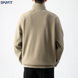 Sweat-shirt à capuche demi-zip col montant pour homme, en molleton épais 420G, personnalisable avec impression numérique et en relief, collection automne, vente en gros - Product Image 5