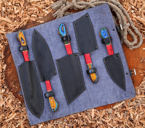 Coffret de Couteaux de Chef Professionnels 2026 en Acier Damas 67 Couches, 5 Pièces, Faits Main, Ambidextres, Manche en Bois Pakka, pour Cuisine (Modèle Privé) - Product Image 3