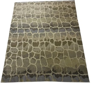 Taupe <b>Grey</b> Hand Knotted Wool Silk <b>Rug</b> Abstract Stone Pattern Contemporary Living Room <b>Bedroom</b> - Product Image 4