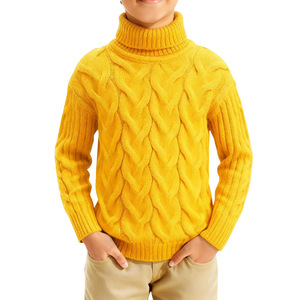 Suéter de punto de algodón para niños, suéter de cuello alto con trenzas, jersey grueso de manga larga para invierno - Product Image 5