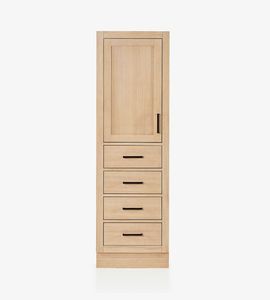 Torre de Almacenamiento Alta Moderna de Madera de Teca con Puerta Estilo Shaker y 4 Cajones - Product Image 1