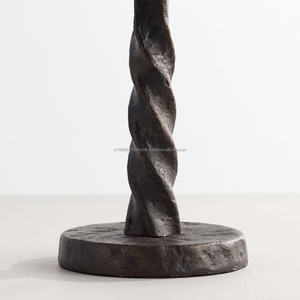 Forged Twisted Cast Iron Taper Candle Holder Set Of 3 Rustic <b>Black</b> Powder Coated Metal <b>Candlesticks</b> For Modern Table Decoration - Product Image 4