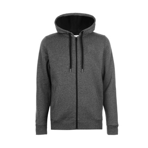 Sweat-shirt à capuche zippé gris foncé pour homme, couleur unie, coupe décontractée, en coton tricoté molletonné, idéal pour l'automne - Product Image 4