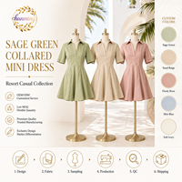 Robe Skater Évasée à Manches Courtes et Col en V Vert Clair pour Femme, Décontractée et Confortable, Idéale pour les Sorties Estivales