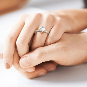 IGI Certified 2CT Pear Cut Lab Grown Diamond <b>Ring</b> 18K White Gold | Luxury Bridal Engagement <b>Ring</b> | Pave Band Wholesale Manufac - Product Image 4