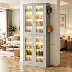 Scarpiera Contemporanea Stile Fattoria Autoportante Antipolvere con Ripiani e Scaffali Regolabili per l'Organizzazione delle Scarpe - Product Image 1