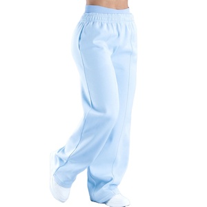 Wholesale Custom Manufacturer <b>Chalk</b> Blue Oversized Fit Wide Leg Jogger Terry Fleece Women Jogger pants Women Pants 2026 - Product Image 1
