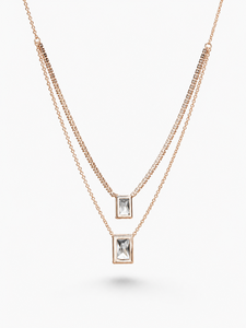 Collar con Colgante de Circonia Cúbica con Corte Esmeralda Chapado en Oro de 18K para Mujer, Cadena de Serpiente Minimalista en Capas para Uso Diario - Product Image 5