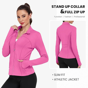 Oem Women Yoga <b>Jacket</b> Long Sleeve Zipper Running Fitness Gym Wear Quick Dry Breathable Stretch Sportswear <b>Workout</b> <b>Jacket</b> - Product Image 1