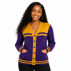 Cosh International Acrylic Sorority Apparel Supplier Sisterhood Custom Logo Varsity Chenille <b>Cardigan</b> <b>Sweater</b> with Sleeves - Product Image 3