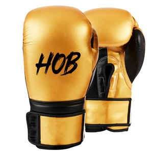 Guantes de Boxeo HOB Blancos con Cordones Dorados, de Cuero PU Transpirable, Equipo de Entrenamiento para Adultos - Product Image 6