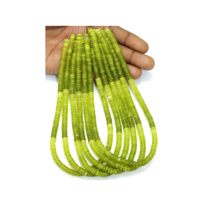 Perles plates en quartz vert lime |   Perles de quartz vertes de 15 pouces |   Perles rondes lisses |   Fournitures pour la fabrication de bijoux - Product Image 6